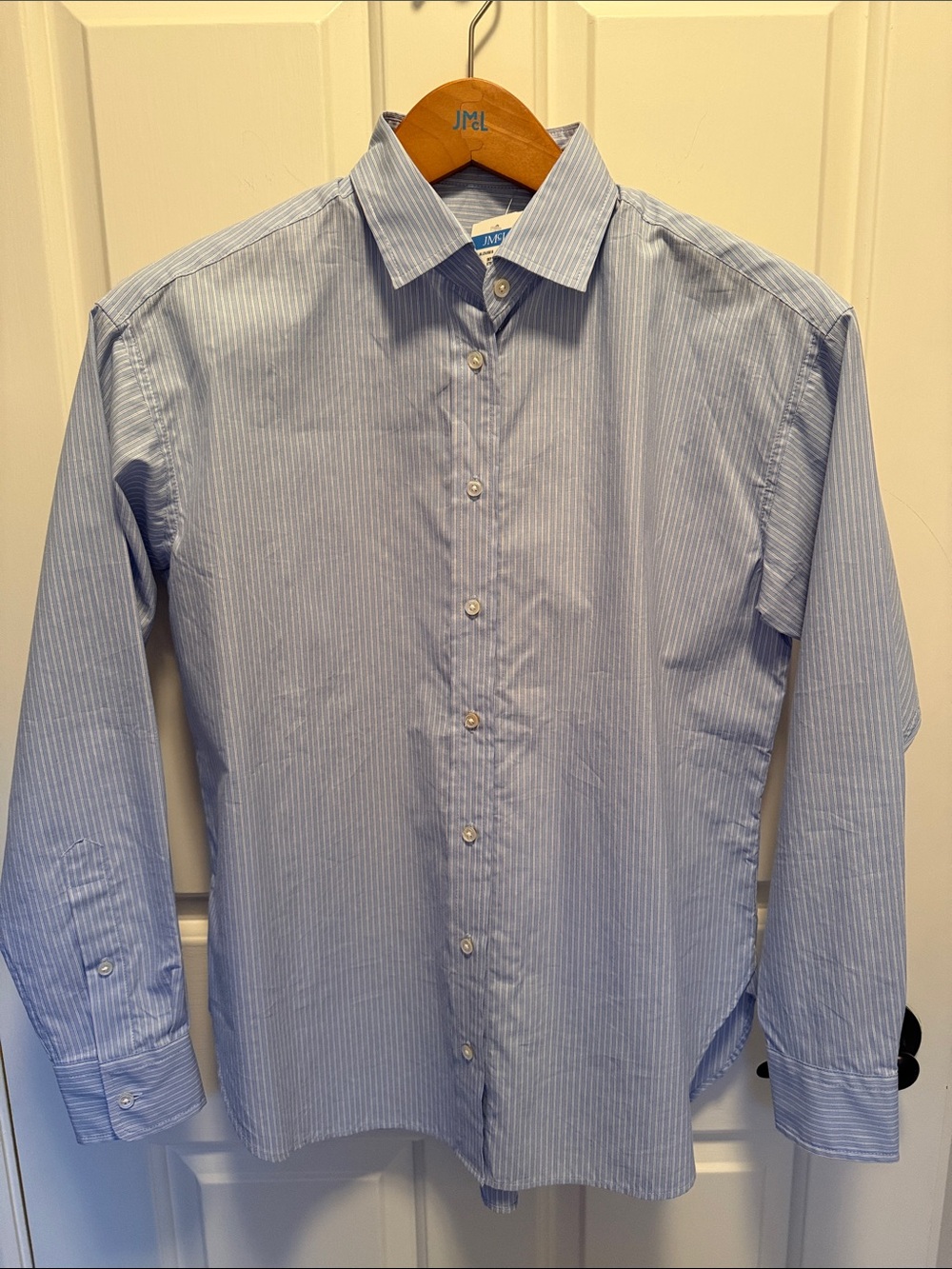 J McLaughlin Finn Blouse Sky Blue White Stripe XS